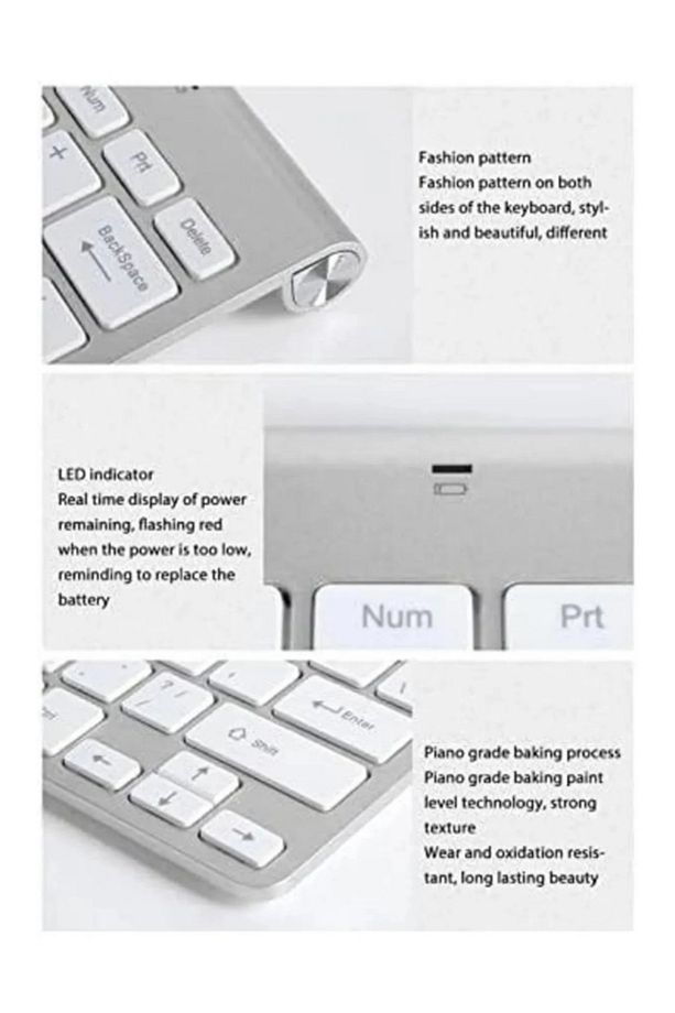 Kablosuz Klavye Mouse Seti Zarif Tasarım Kablosuz Usb Türkçe Q Destekli Tasarım Klavye Mause - 3