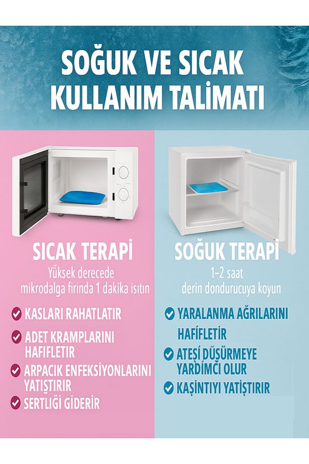 10 Adet Sıcak Soğuk Kompres Jel Buz Paketi - Tekrar Kullanılabilir Termojel 13cmx13cm - 8
