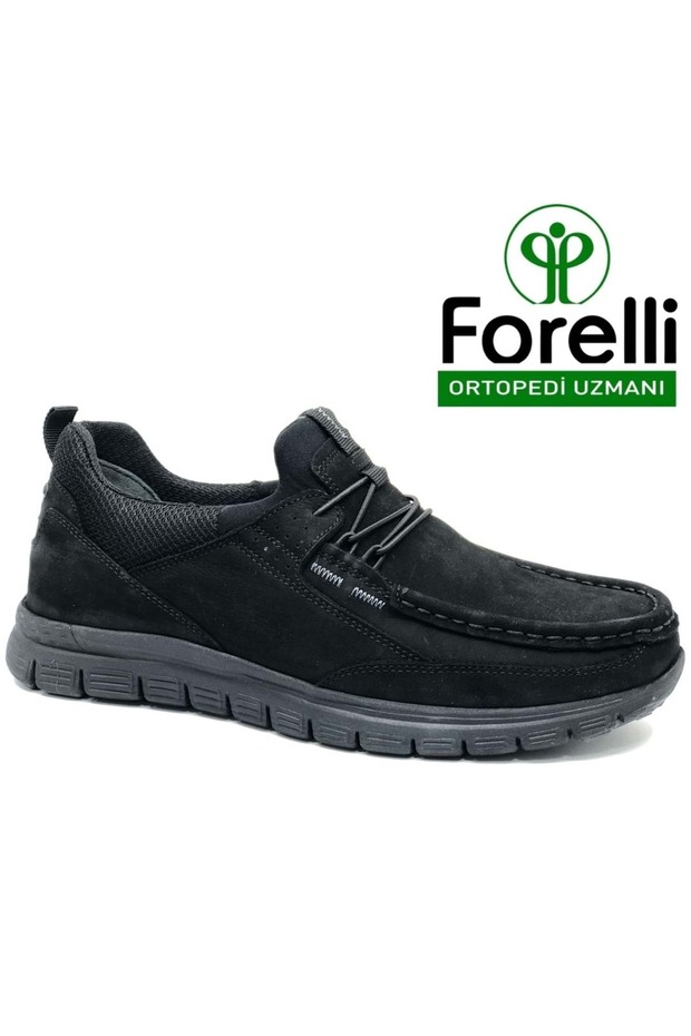 Tanza Genuine Leather Orthopedic Comfort Tımbır Men's Casual Shoes Black