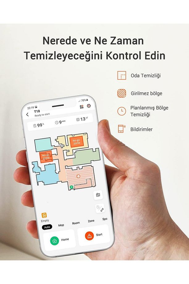 T10 Robot Süpürge, Kendiliğinden Boşalan Taban, 3000PA Güç, Lazer Navigasyon - 7