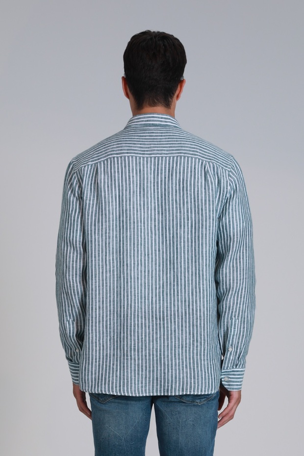 111010610 Нова мъжка риза с обикновена кройка Мъжка риза ЗЕЛЕНА - 6