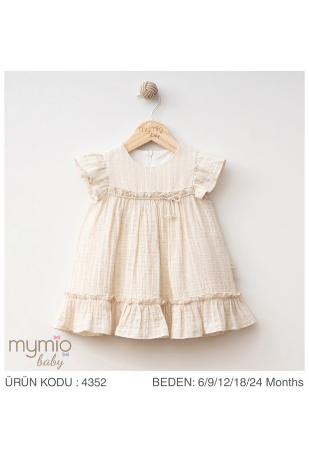 Barbosa Mymio Muslin Linen Baby Girl Lined Stylish Dress New Season