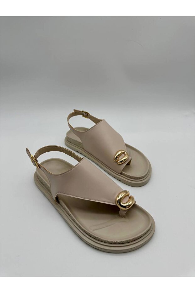 Sandals Elegant Gold Details Beige Both Stylish and Comfortable ✅