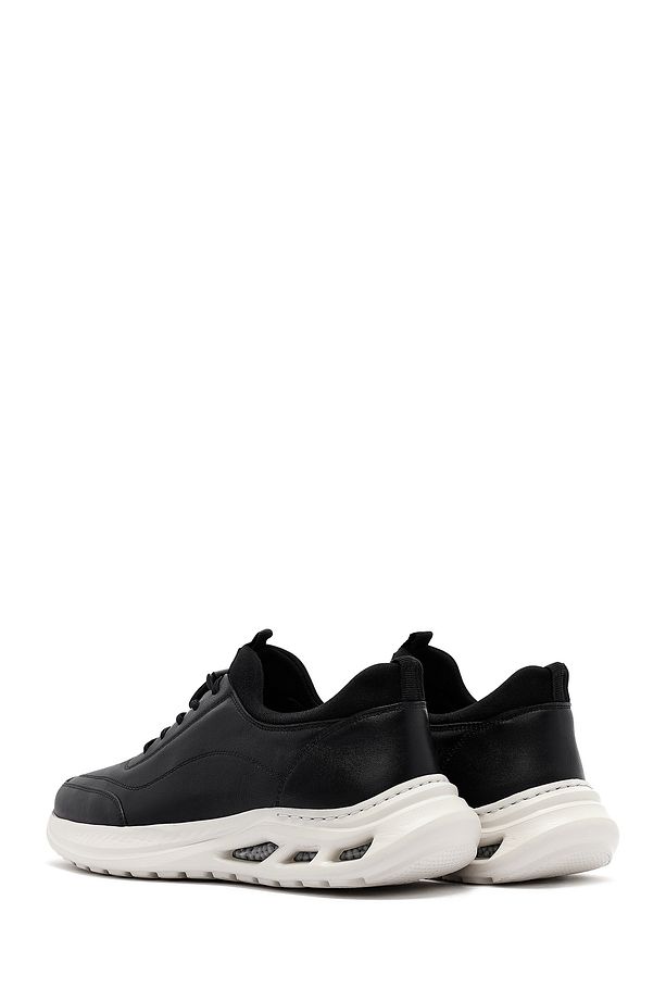 Erkek Siyah Bağcıklı Kalın Tabanlı Deri Sneaker 25SFD6760FT - 5