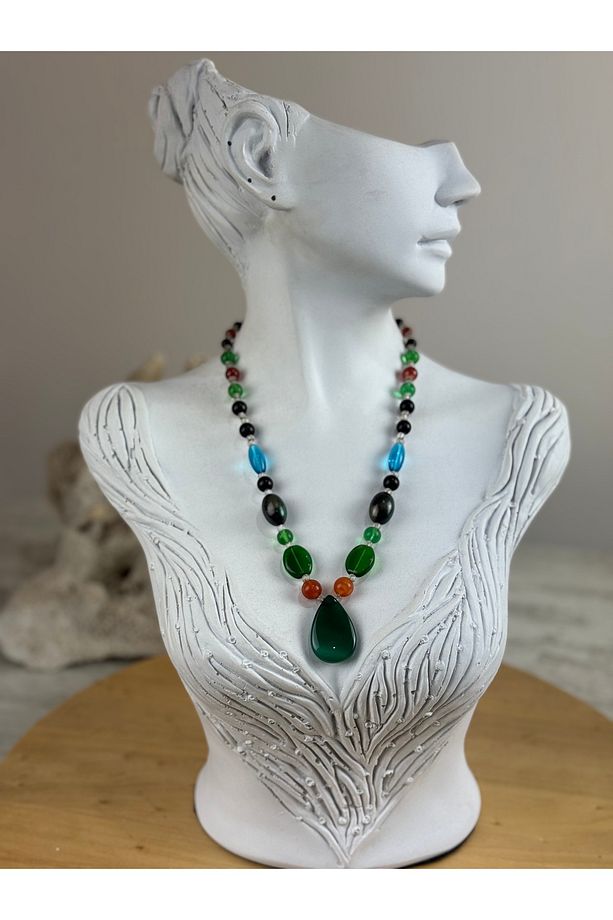 Damla model doğal taş kolye - 3