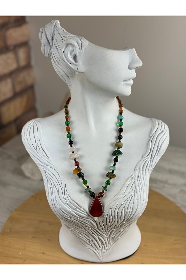 Damla model doğal taş kolye - 1