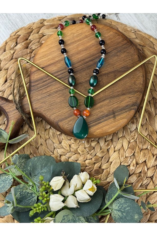 Damla model doğal taş kolye - 4