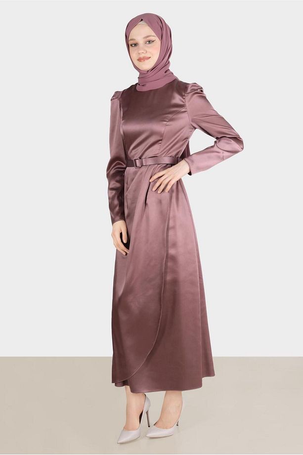Kemerli Saten Elbise 42527 - 2