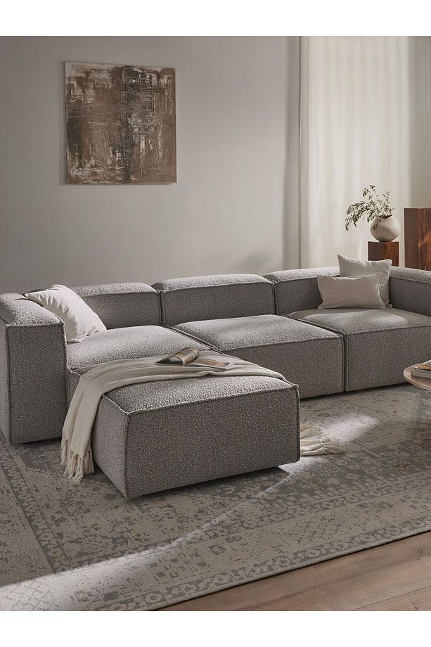 Erduran Mobilya Angelo 4 Modül Modüler Koltuk (3 Modül 1 Puf) Buklet Kumaş - 3