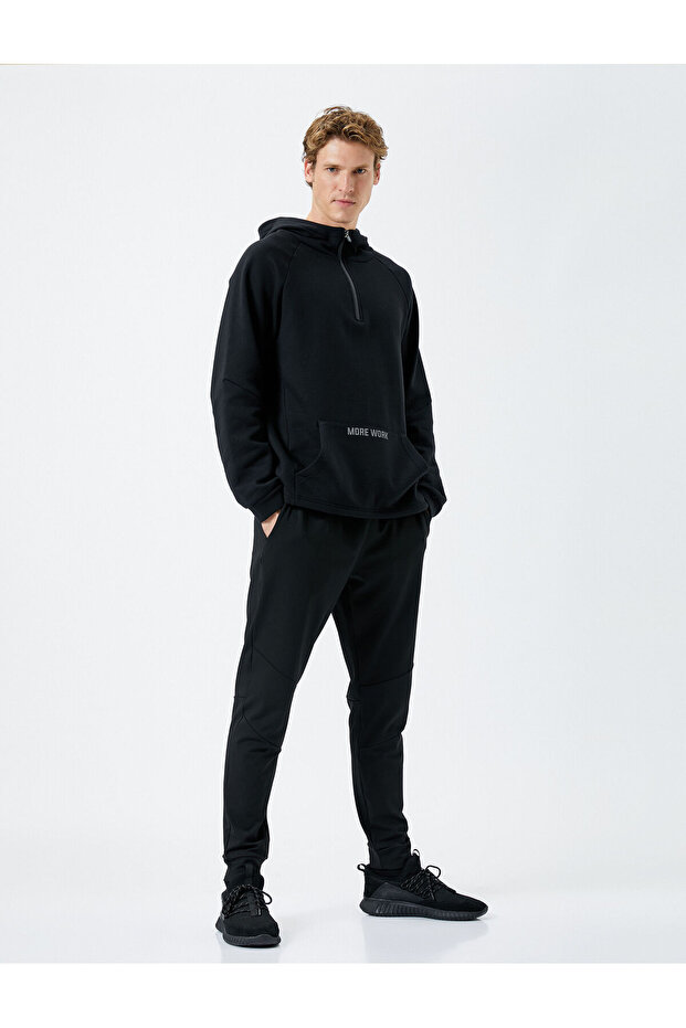 Jogger Sweatpants with Lace Waist Stitching Detail and Pocket
