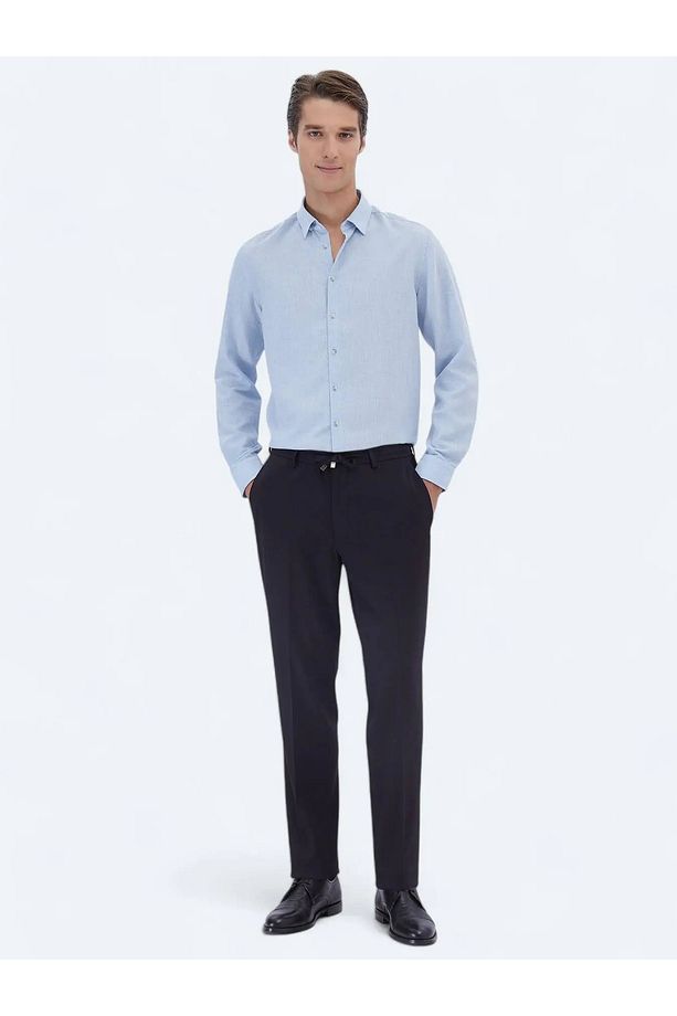 Mavi Düz Regular Fit Dokuma Casual Pamuk Karışımlı Gömlek - 2