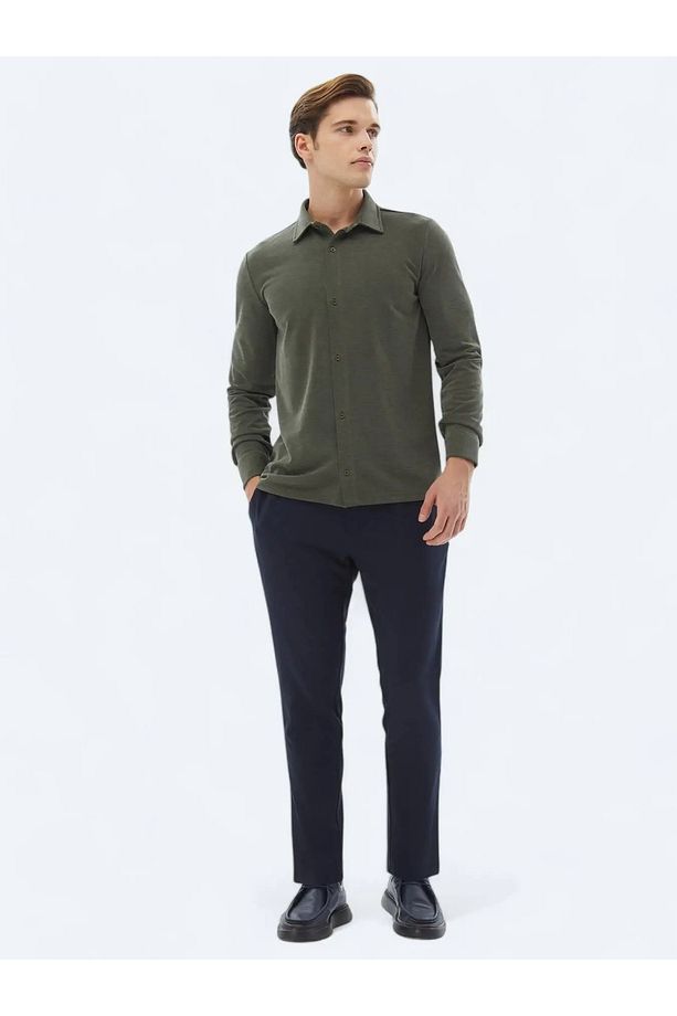 Haki Düz Regular Fit Casual Gömlek - 2
