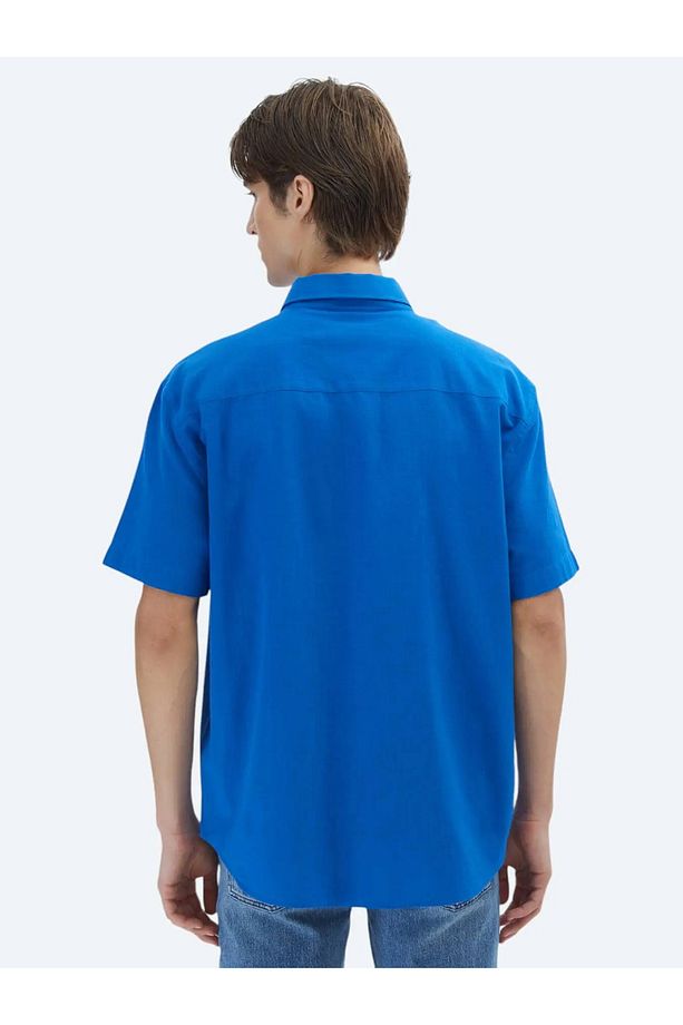 Saks Oversize Fit Dokuma Casual %100 Pamuk Gömlek - 5