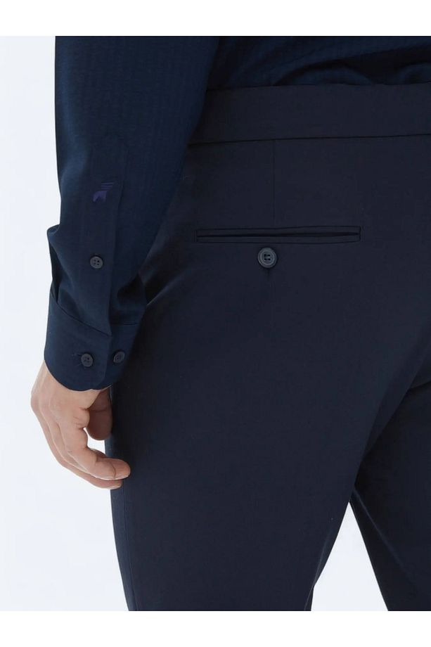 Lacivert Dokuma Regular Fit Casual Pantolon - 4
