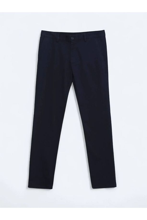 Lacivert Düz Dokuma Regular Fit Casual Pamuk Karışımlı Pantolon - 5