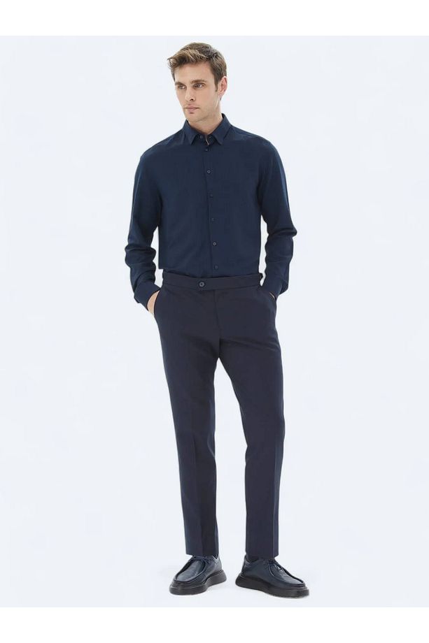 Lacivert Dokuma Regular Fit Casual Pantolon - 1