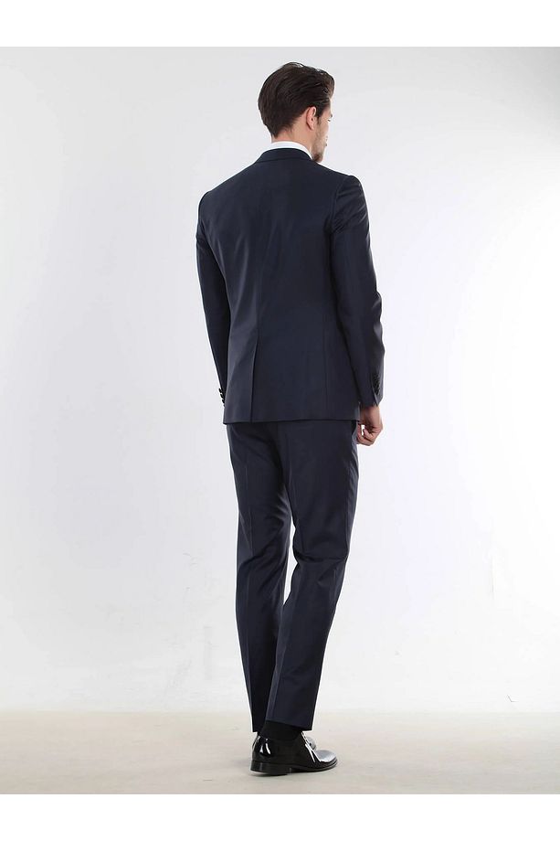 Saks Düz Slim Fit Kelebek Yaka Dokuma Smokin Takım Elbise - 7