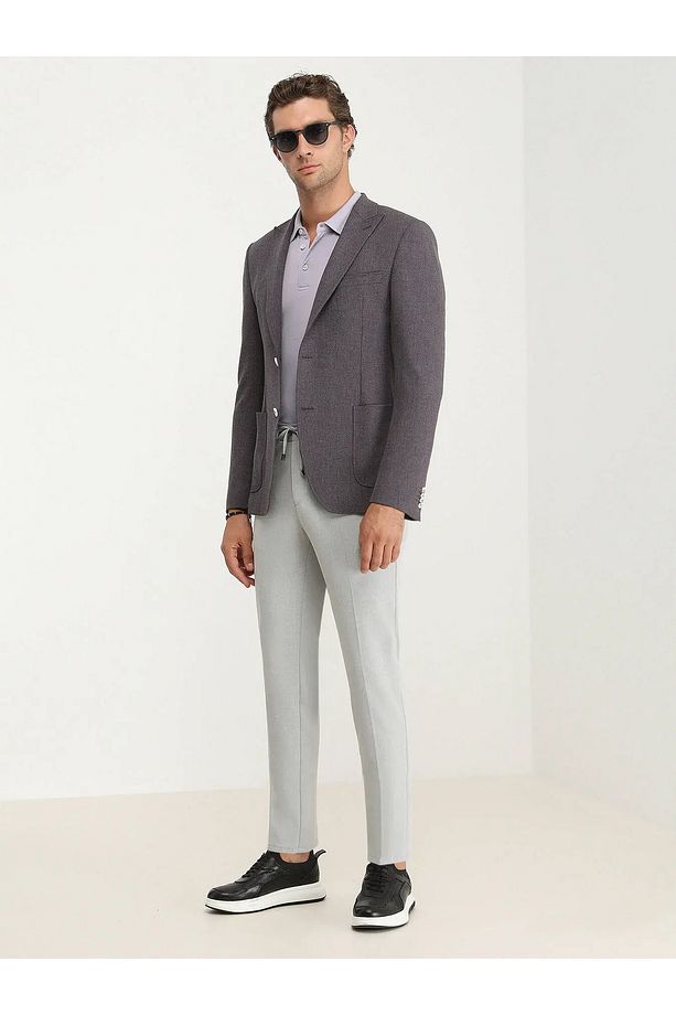 Koyu Mor Mikro Modern Fit Ceket - 2