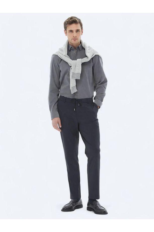 Lacivert Örme Jogging Fit Casual Pantolon - 1