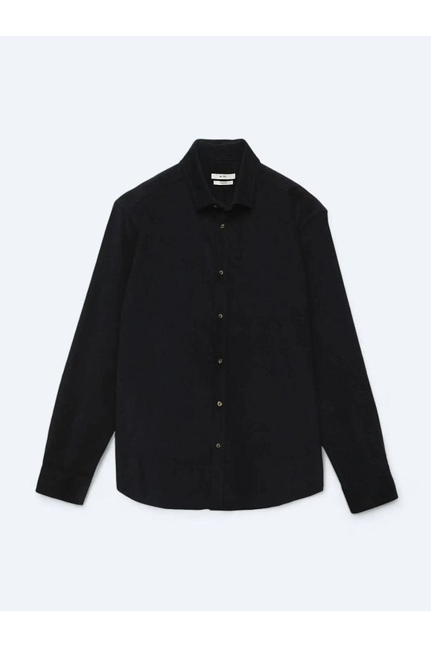 Lacivert Fitilli Regular Fit Dokuma Kadife Casual %100 Pamuk Gömlek - 6