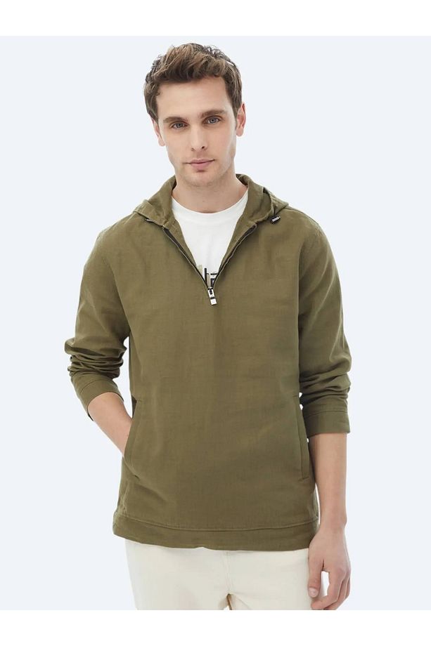 Haki Regular Fit Dokuma Overshırt - 5