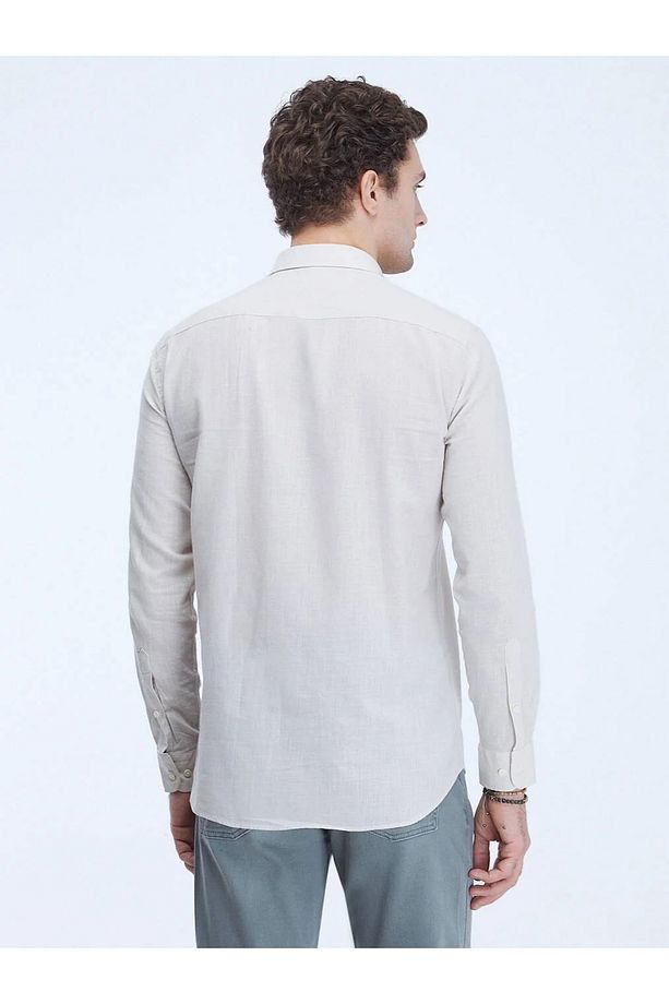 Taş Düz Regular Fit Dokuma Casual %100 Pamuk Gömlek - 4