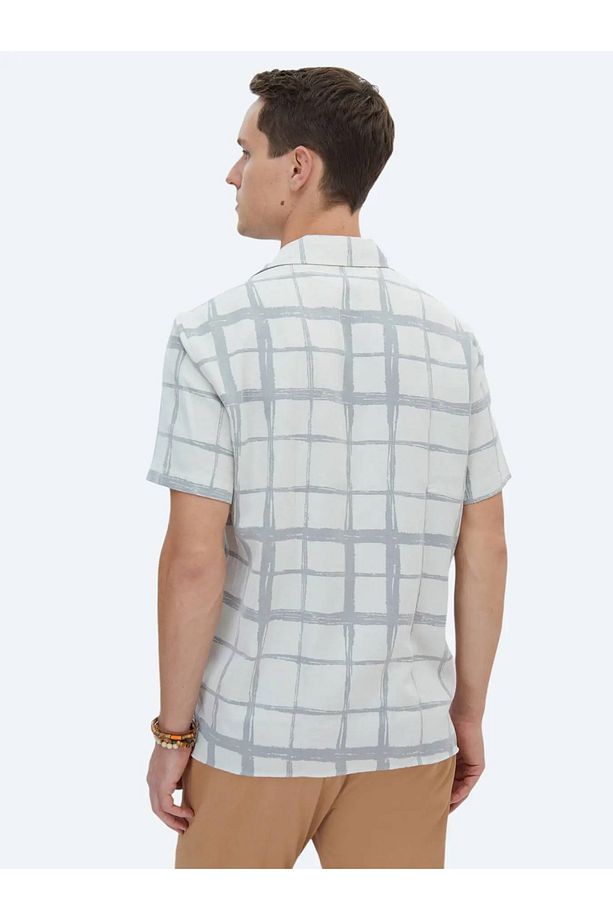 Gri Kareli Regular Fit Dokuma Casual Pamuk Karışımlı Gömlek - 5