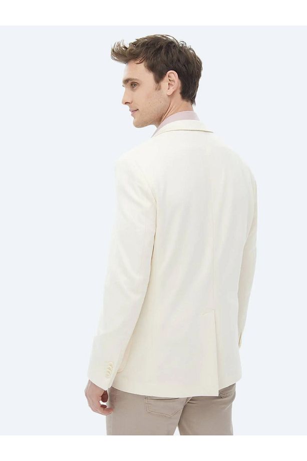 Ekru Düz Modern Fit Örme Ceket - 6