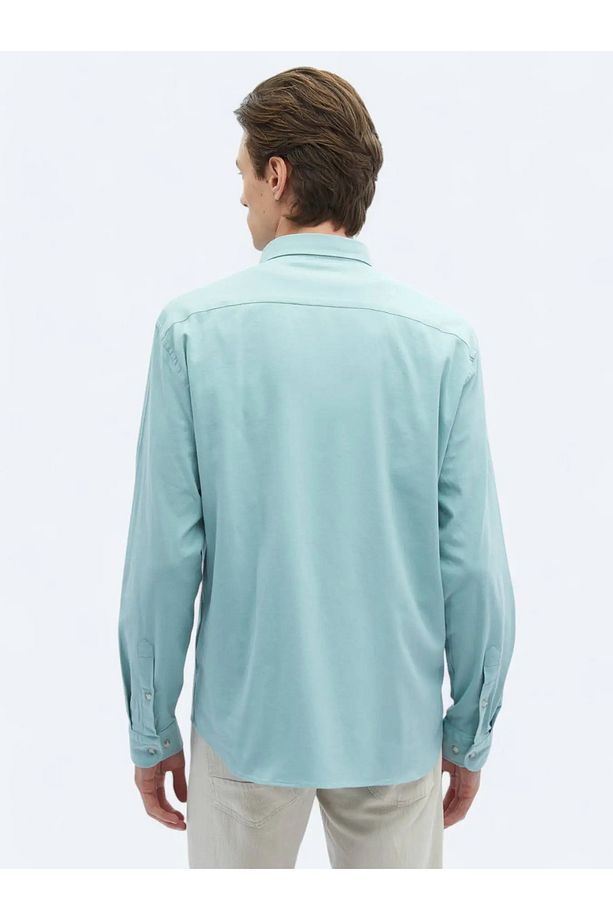 Mint Düz Regular Fit Dokuma Casual Pamuk Karışımlı Gömlek - 6