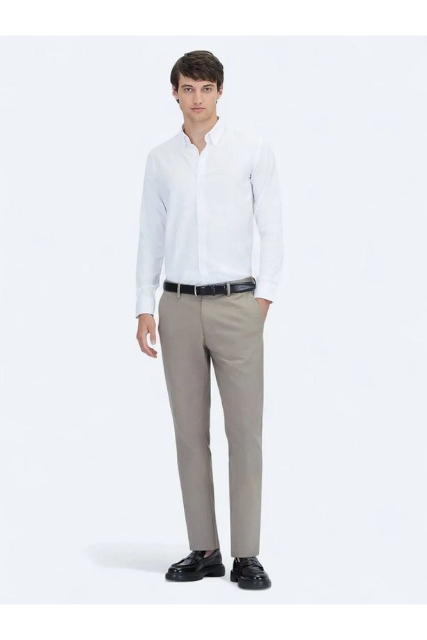 Vizon Düz Dokuma Regular Fit Casual Pamuk Karışımlı Pantolon - 1