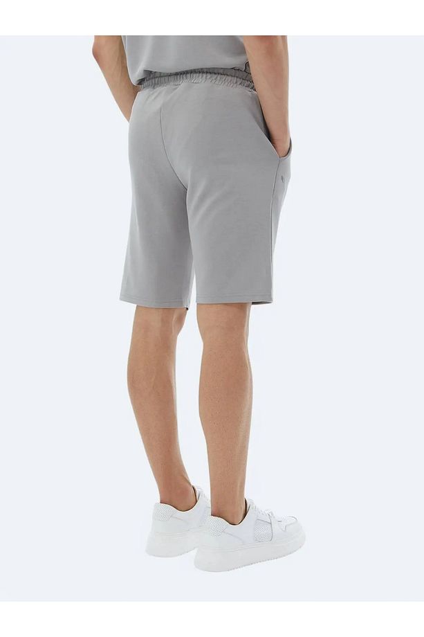 Gri Düz Örme Jogging Fit Casual Bermuda - 5