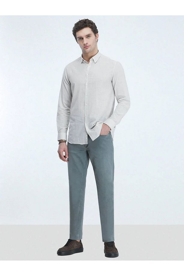 Taş Düz Regular Fit Dokuma Casual %100 Pamuk Gömlek - 2
