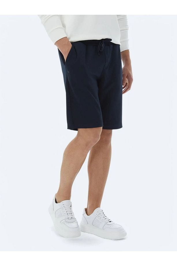 Lacivert Düz Örme Jogging Fit Casual Bermuda - 3
