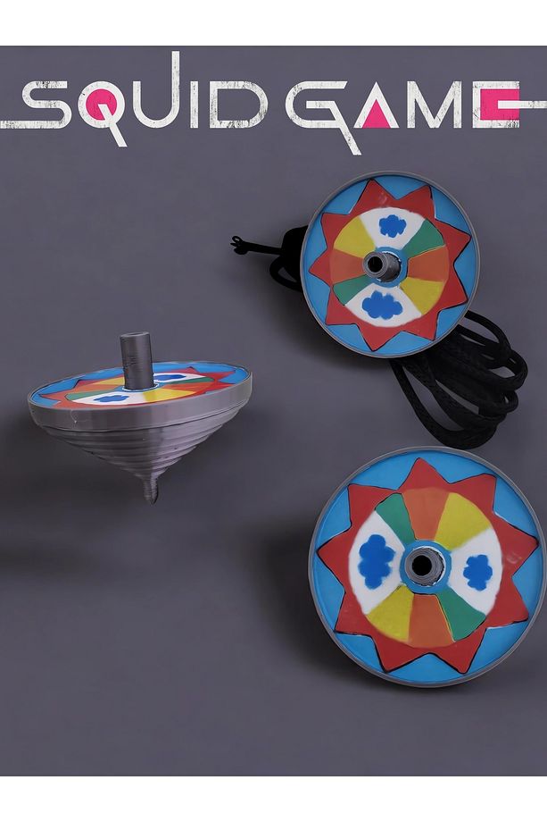 Squid Game Tüm Oyunlar- 5 oyun set- Gonggi 5 taş - Ddakji zarf oyunu - Topaç - Taş devirme - Jegi - 5
