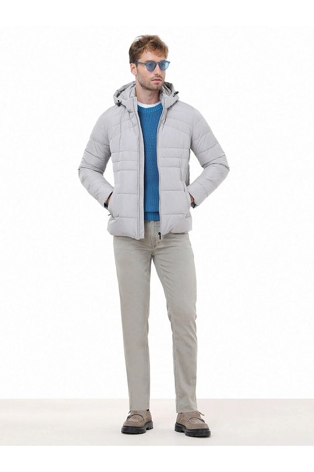 Taş Regular Fit Kapüşonlu Casual Dokuma Mont - 2