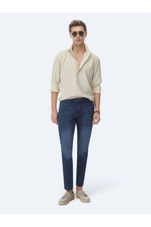 Bej Düz Regular Fit Dokuma Casual Gömlek - 3