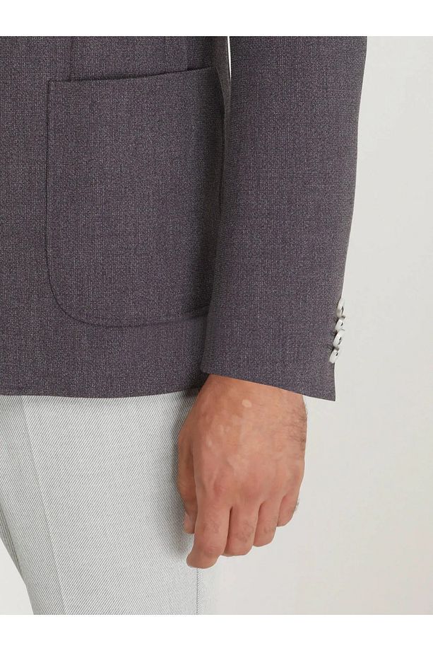 Koyu Mor Mikro Modern Fit Ceket - 4