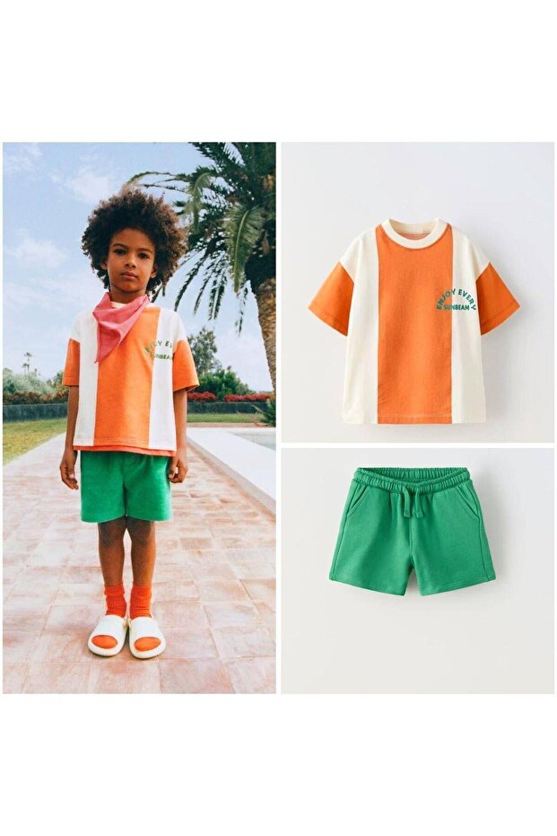 La'Ciel Paris Boy's Set with Lettered Tshirt and Shorts (2-7 Years)