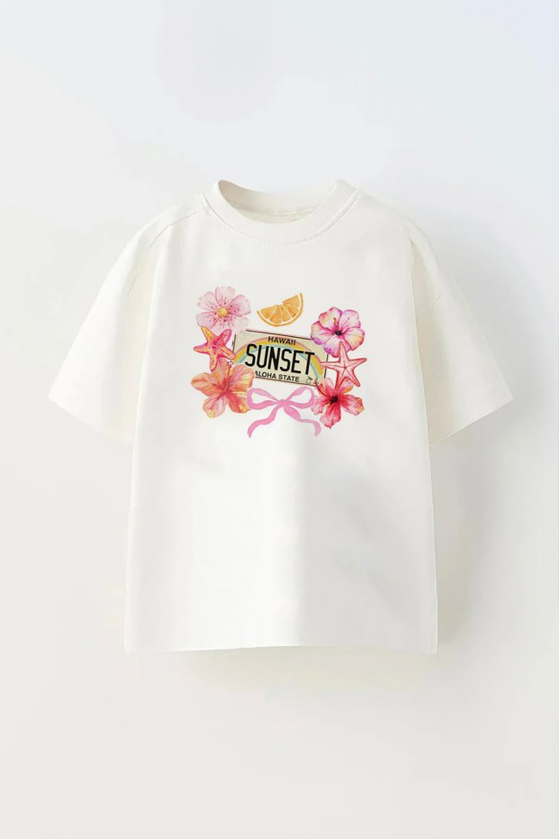 Sunset Printed Unisex Kids Oversize T-Shirt T-Shirt