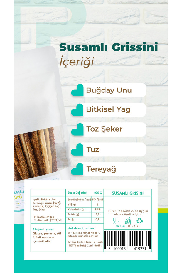 Susamlı Grissini 150 gr - 4