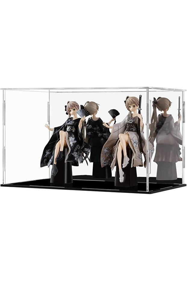 Acrylic Display Case Clear Display Box for Collectibles (Black, 25x15x15cm)