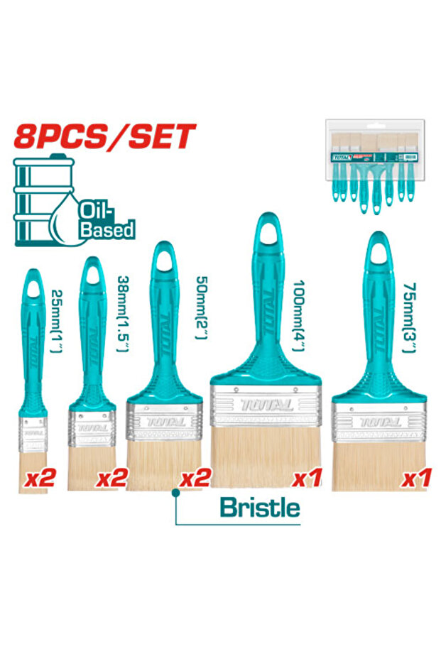 طقم فرشة بويا يد بلاستك 8pcs/set - 1