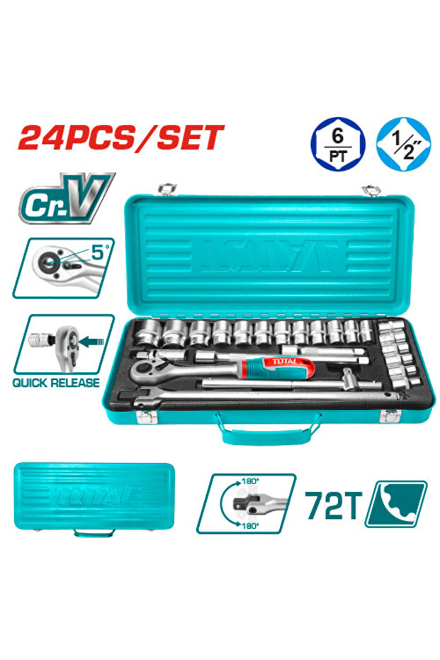 طقم حبوب صندوق معدن 1/2" 24pcs/set