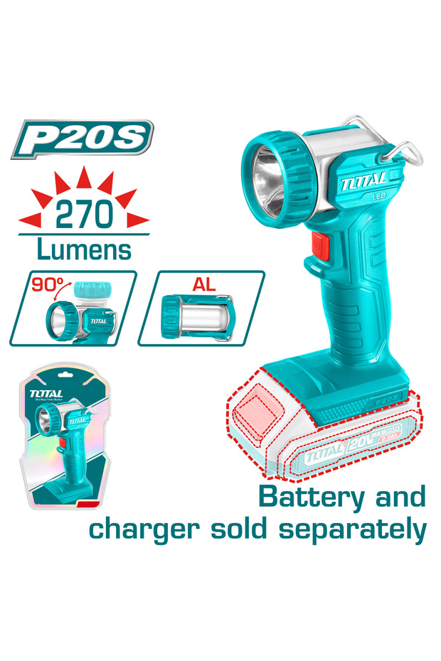 كشاف بطارية 20v 270lumens بدون بطارية و شاحن
