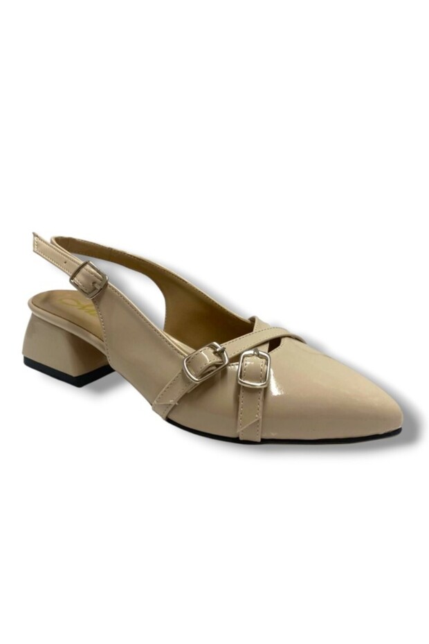 M901-25 Patent Leather Banded Square Heel Women's Shoes
