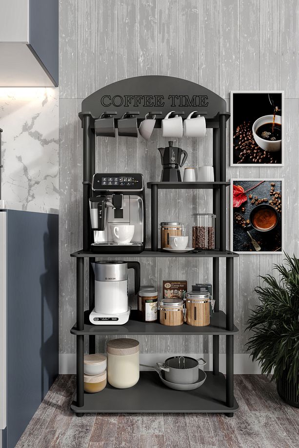 Coffee Tıme Çok Amaçlı Dolap Kahve Köşesi Siyah 40 Tüm Kahve Makineleri - 3