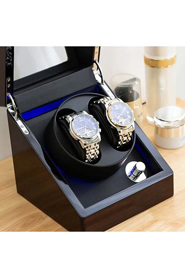 Watch Winder 2, 4 Προγράμματα, Μαύρο Μαόνι - 3