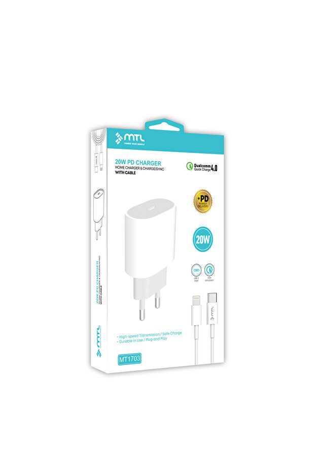 iPhone 14 Pro Max Uyumlu Lightning Pd Type-c Girişli 20W Şarj Seti MT1703 - 1