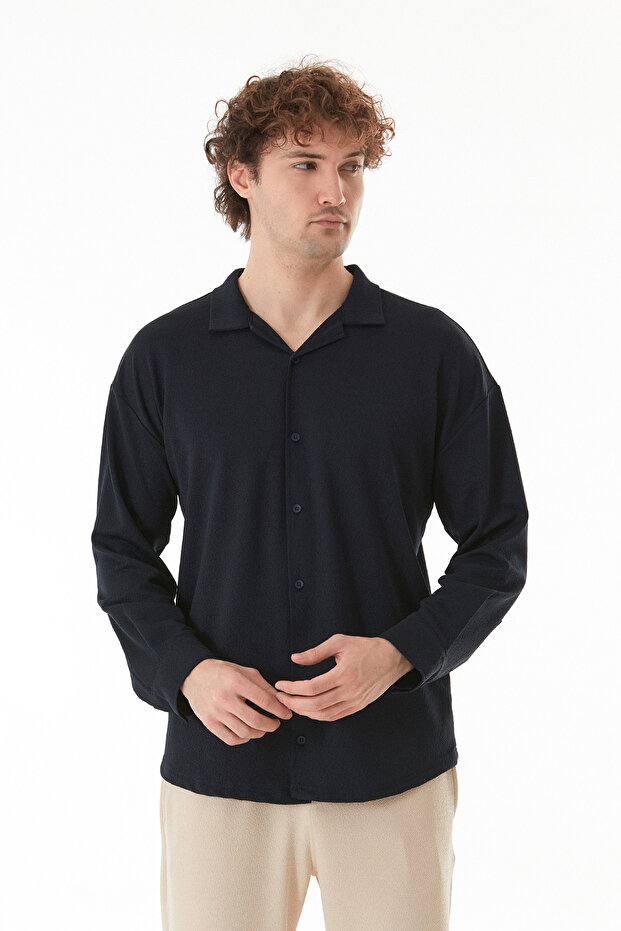 Basic Düğmeli Likralı Gömlek - 2