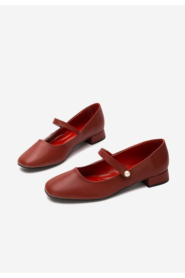 Jenelle red low-heeled shoes - 4
